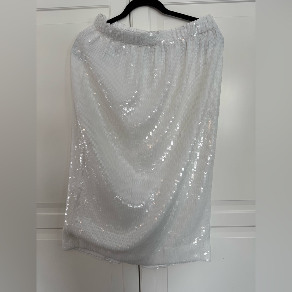J Crew white sequinned skirt